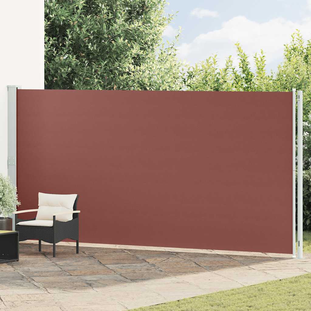 Retractable side awning for patio, brown, 200x600cm