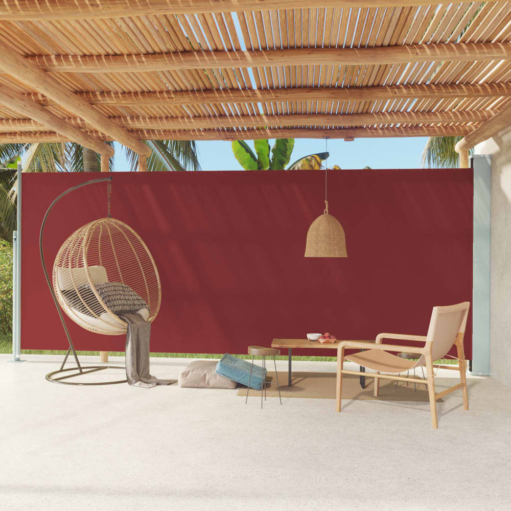 Ištraukiama šoninė kiemo pertvara, raudonos spalvos, 220x600cm