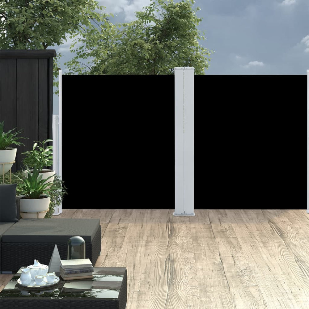 Ištraukiama šoninė pertvara, juodos spalvos, 140x600cm