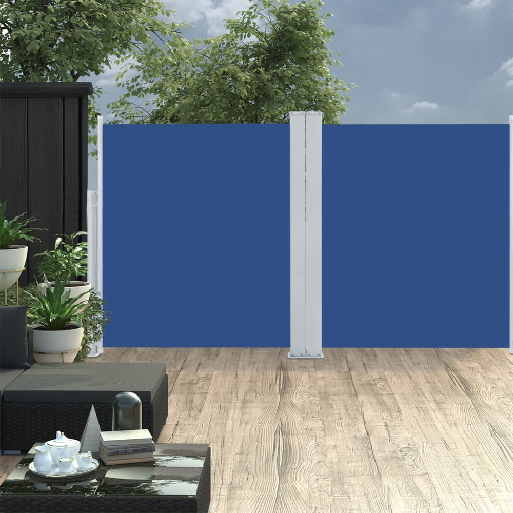 Ištraukiama šoninė pertvara, mėlynos spalvos, 140x600cm