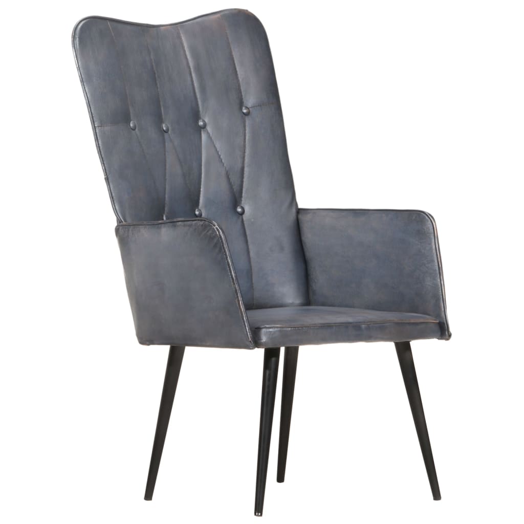 Armchair, grey, real leather