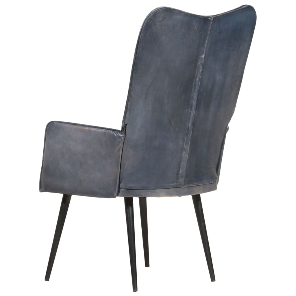 Armchair, grey, real leather