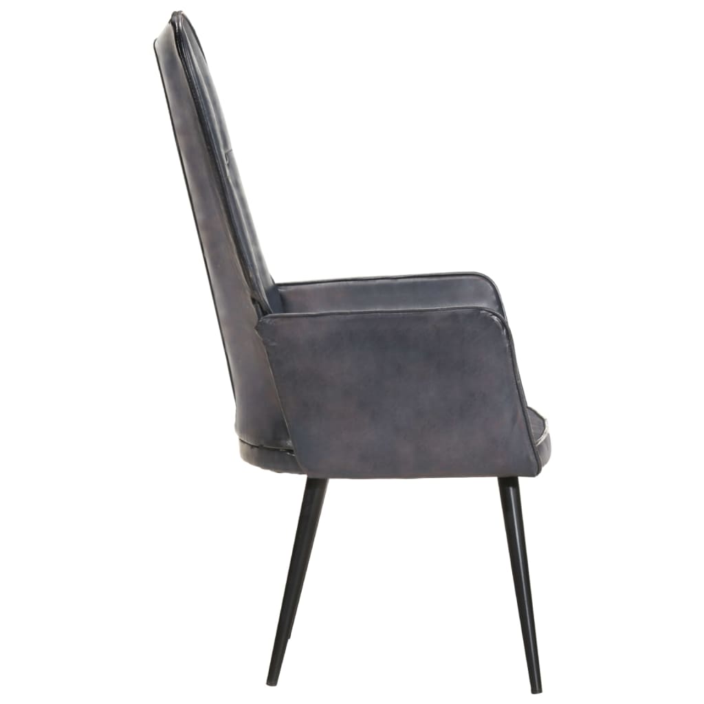 Armchair, grey, real leather