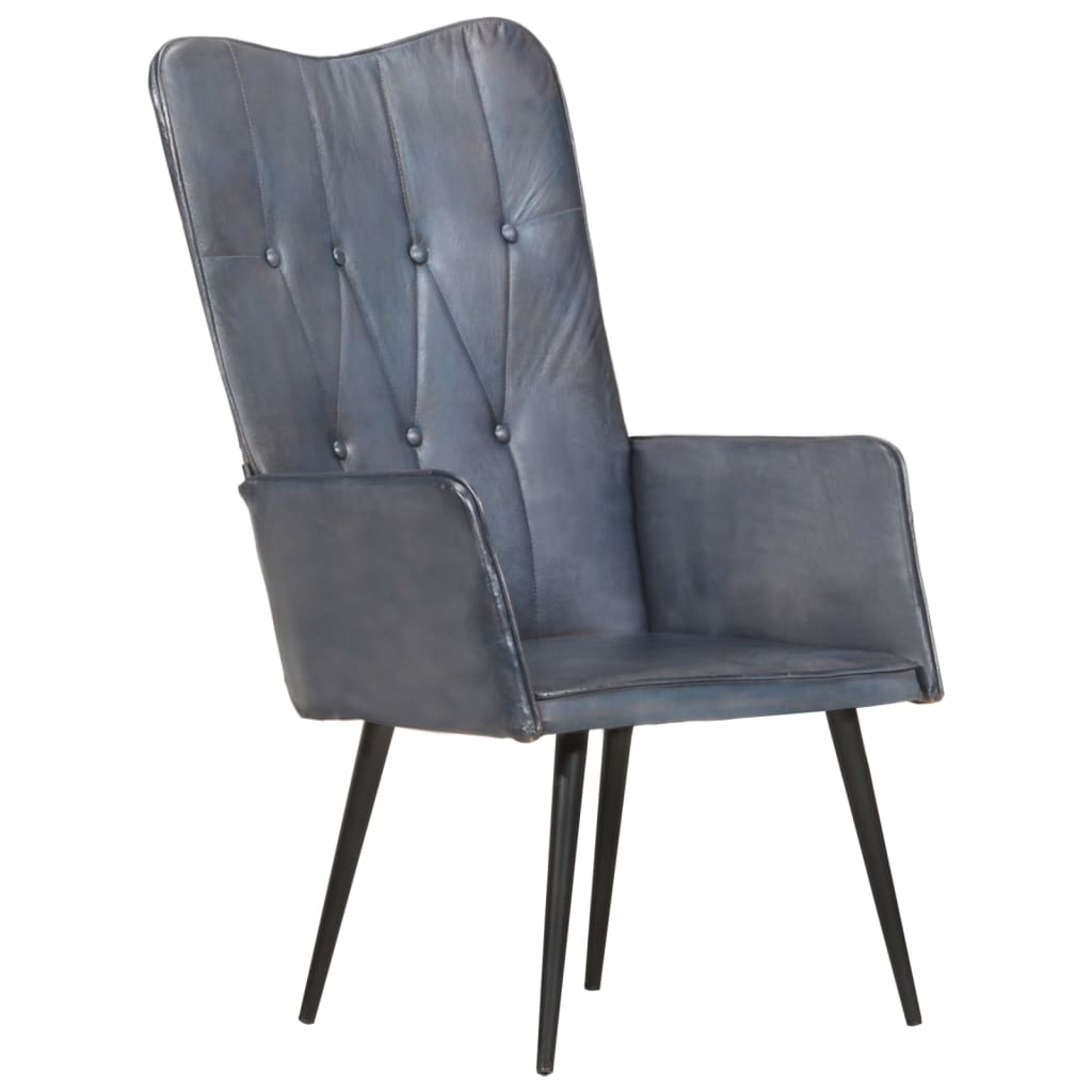 Armchair, grey, real leather