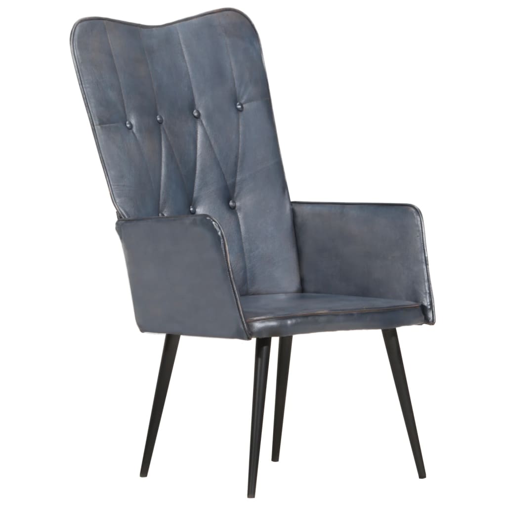Armchair, grey, real leather