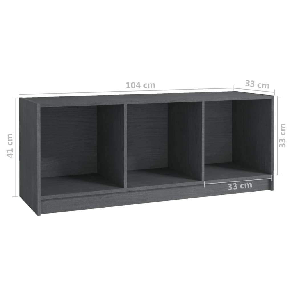 TV cabinet, grey, 104x33x41cm, solid pine