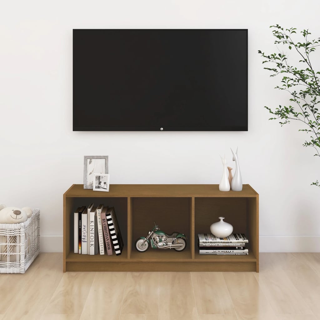 TV skapis, medus brūnā krāsā, 104x33x41cm, priede