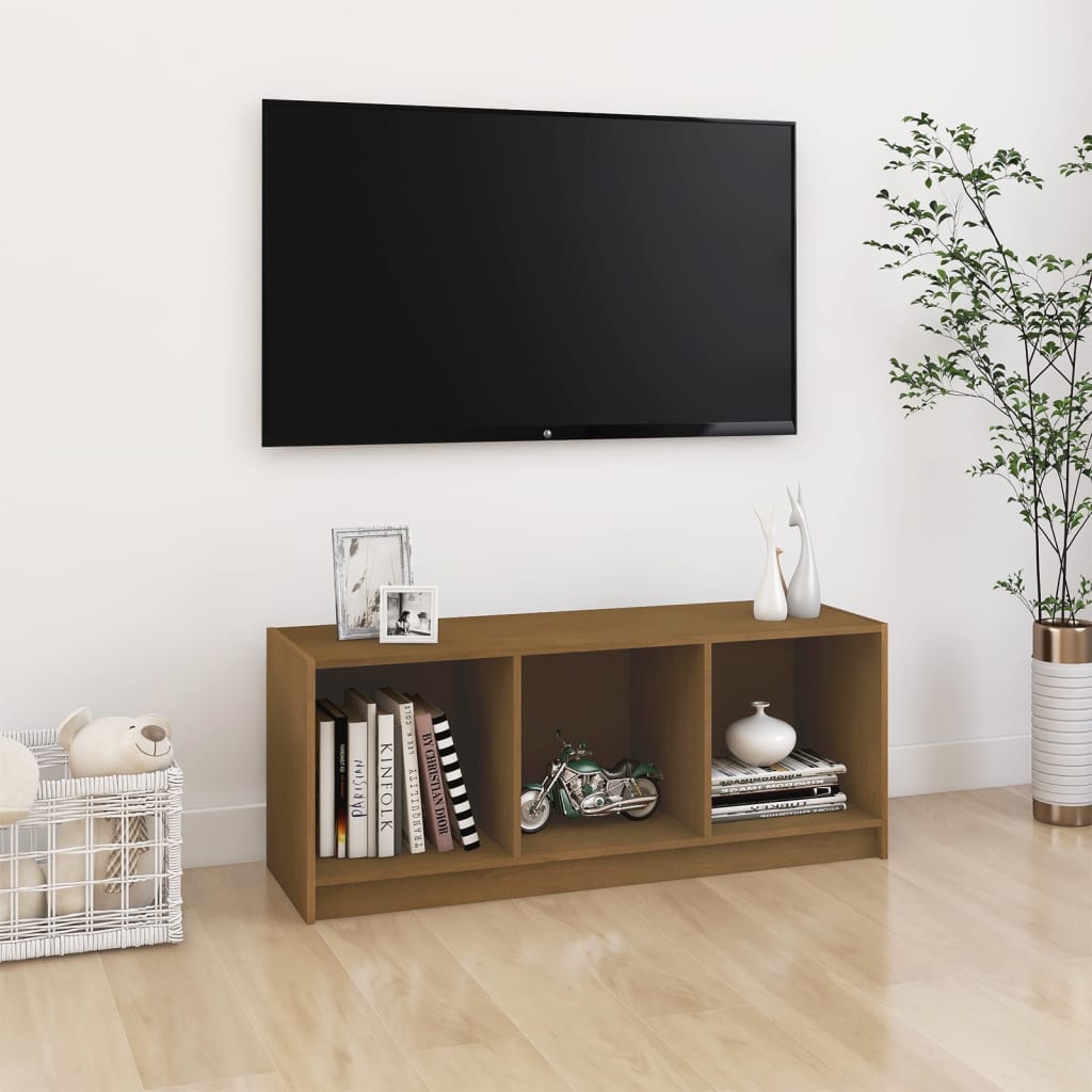 TV skapis, medus brūnā krāsā, 104x33x41cm, priede