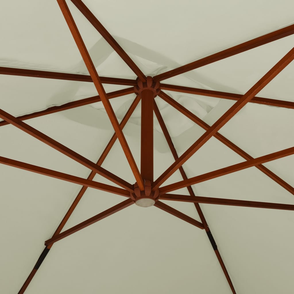 Gembinis sodo skėtis su mediniu stulpu, smėlio, 400x300cm