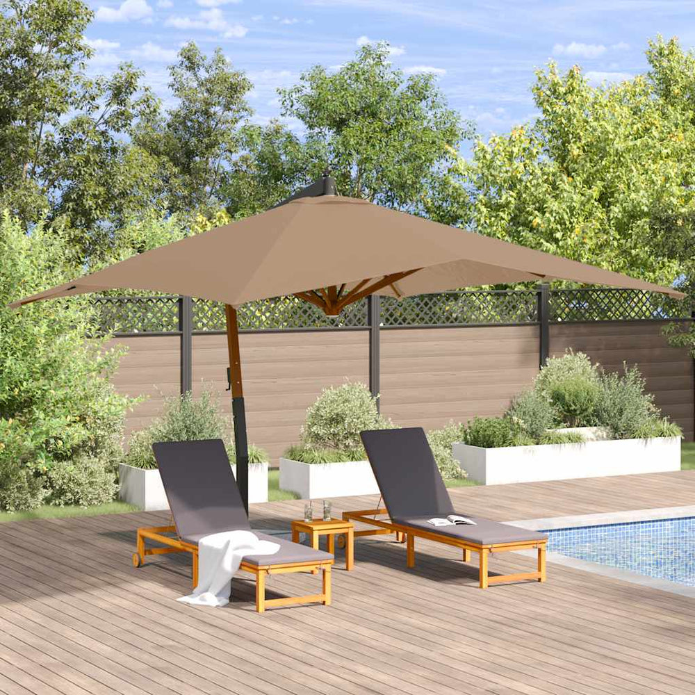 Gembinis sodo skėtis su mediniu stulpu, taupe, 400x300cm