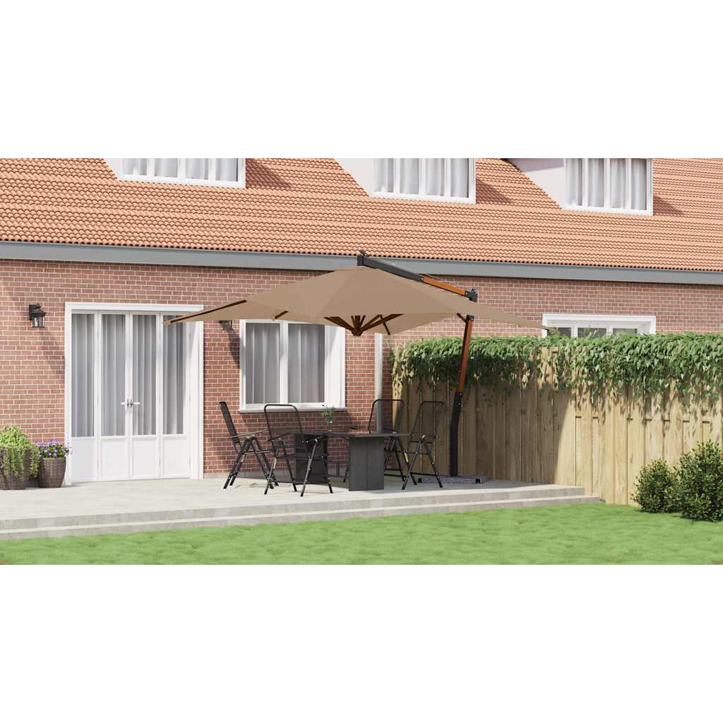 Gembinis sodo skėtis su mediniu stulpu, taupe, 400x300cm