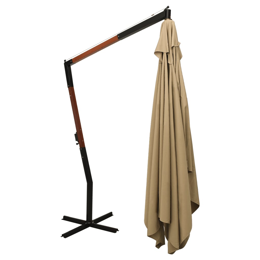 Gembinis sodo skėtis su mediniu stulpu, taupe, 400x300cm