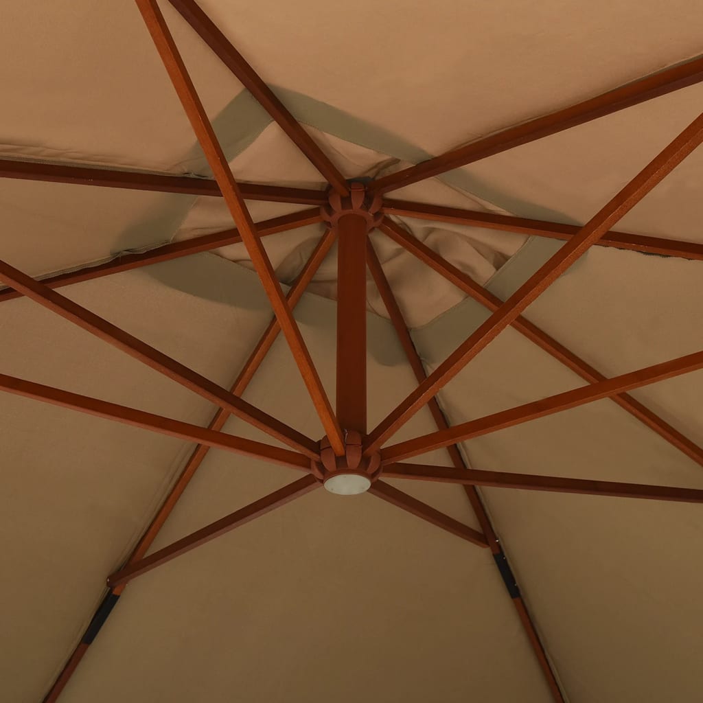 Gembinis sodo skėtis su mediniu stulpu, taupe, 400x300cm
