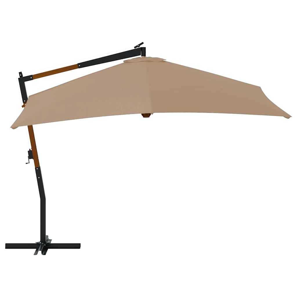 Gembinis sodo skėtis su mediniu stulpu, taupe, 400x300cm