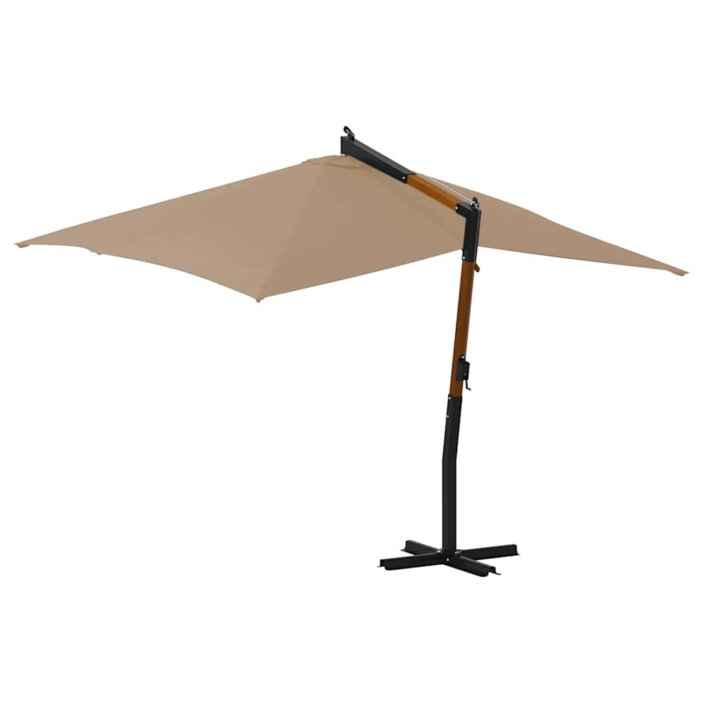 Gembinis sodo skėtis su mediniu stulpu, taupe, 400x300cm