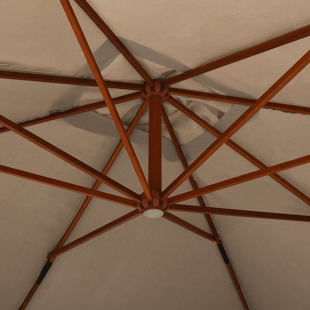 Gembinis sodo skėtis su mediniu stulpu, taupe, 400x300cm