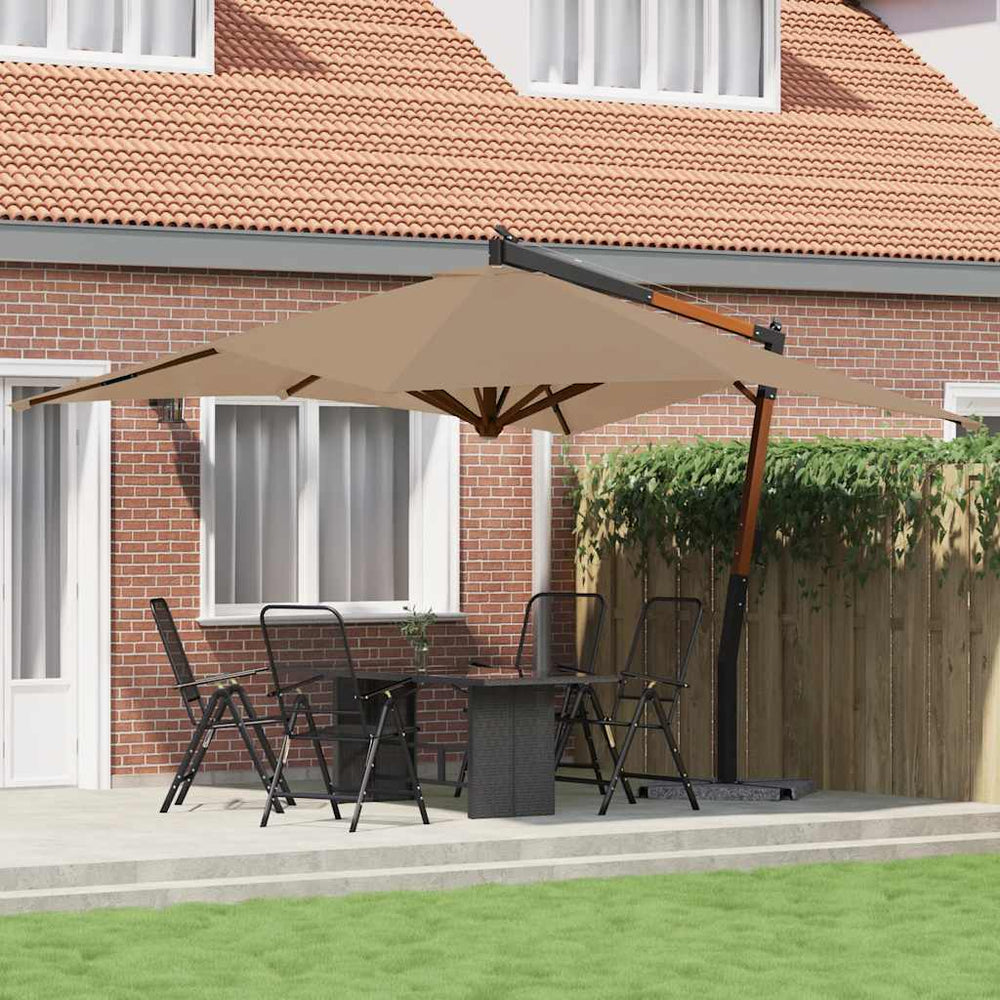 Gembinis sodo skėtis su mediniu stulpu, taupe, 400x300cm