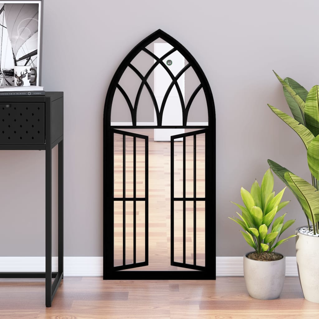 Mirror, black, 100x45cm, iron, for indoor use