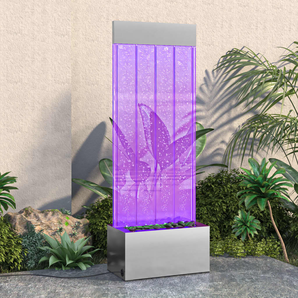 Burbulų kolona su įvairių spalvų LED, plienas ir akrilas, 110cm
