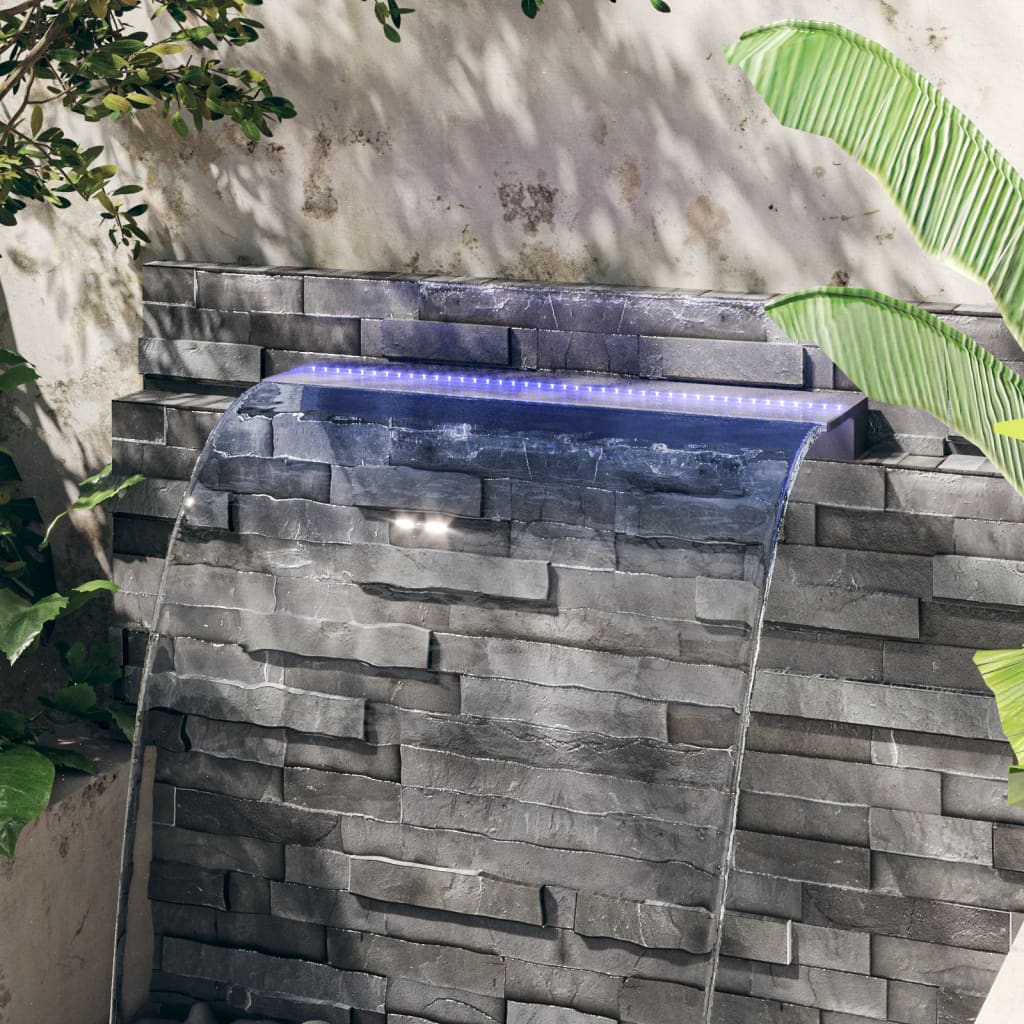 Ūdens kaskāde ar daudzkrāsainām LED gaismām, 90cm, akrils