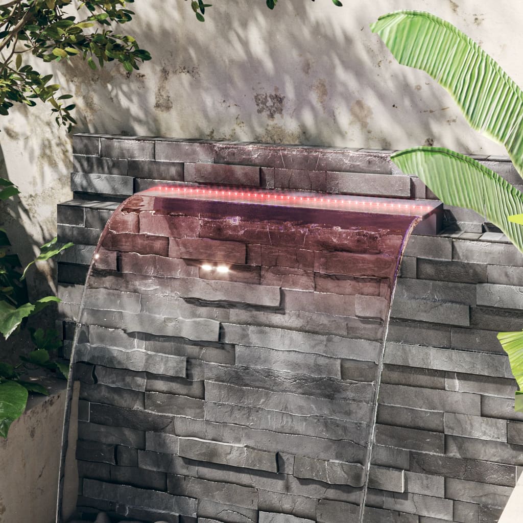 Ūdens kaskāde ar daudzkrāsainām LED gaismām, 90cm, akrils