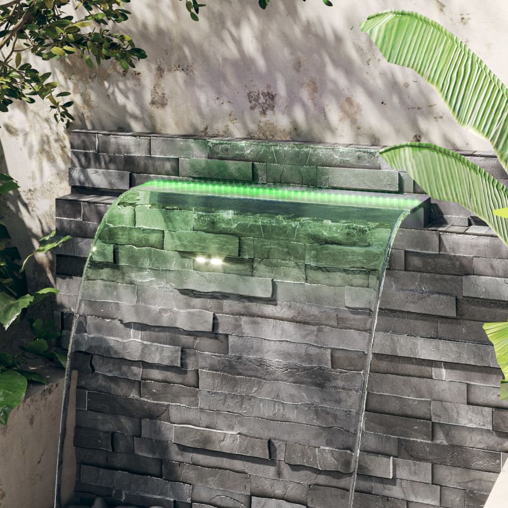 Ūdens kaskāde ar daudzkrāsainām LED gaismām, 90cm, akrils