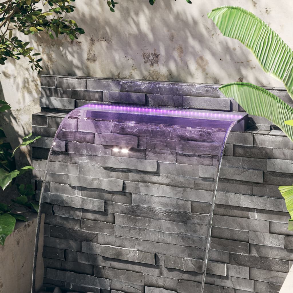 Ūdens kaskāde ar daudzkrāsainām LED gaismām, 90cm, akrils
