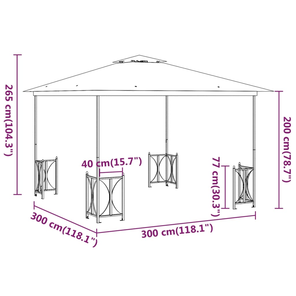 Gazebo ONYX, anthracite, 3x3m