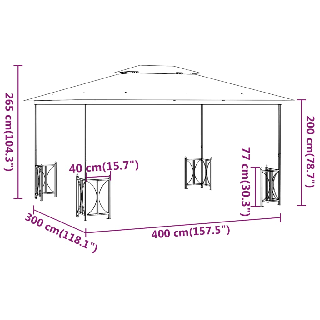 Gazebo ONYX, anthracite, 3x4m