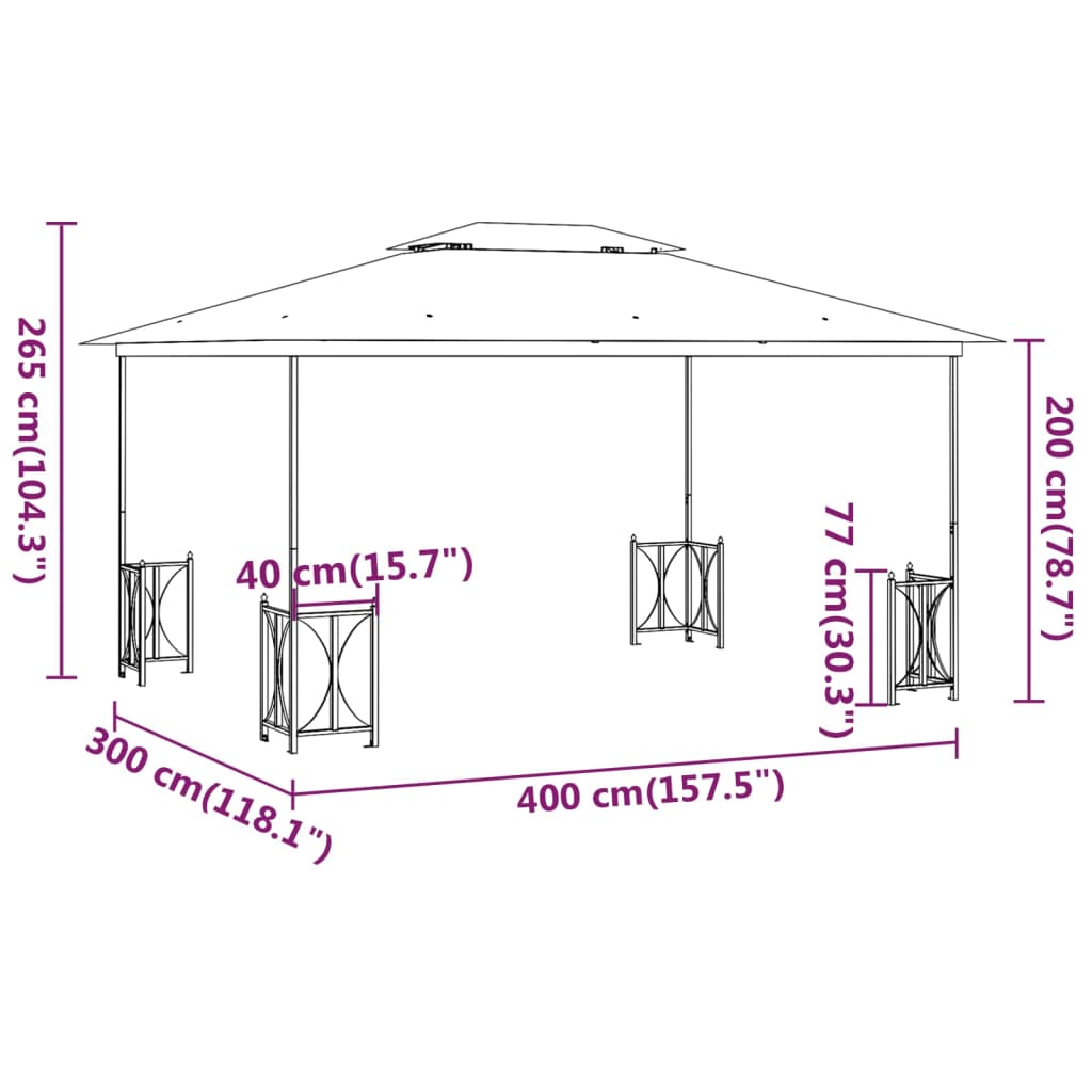 Gazebo ONYX, taupe, 3x4m