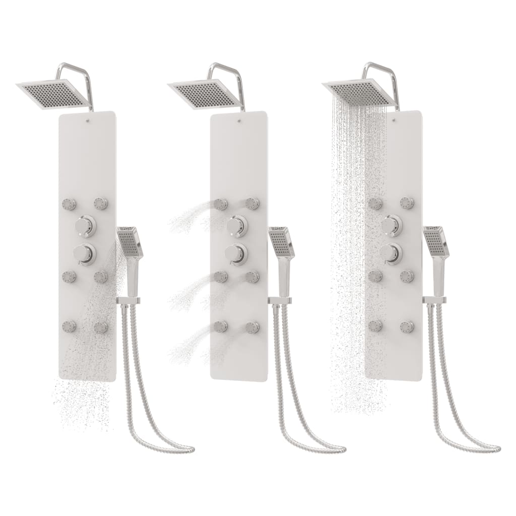 Shower system, white, 25x47.5x130cm, glass
