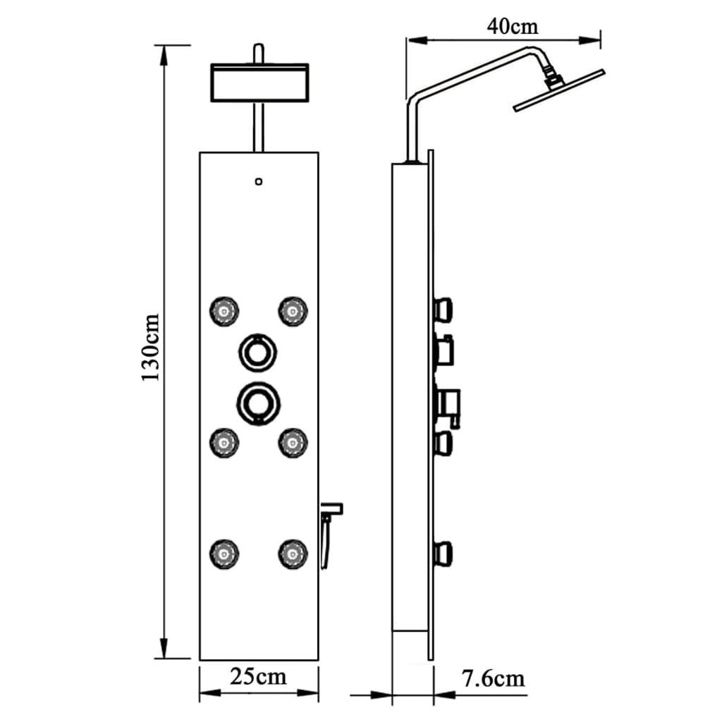 Shower system, white, 25x47.5x130cm, glass