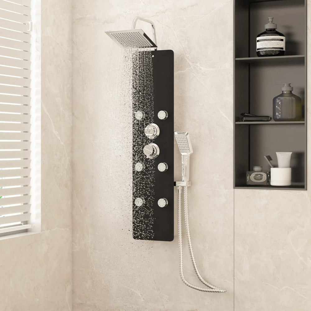Shower system, black, 25x47.5x130cm, glass