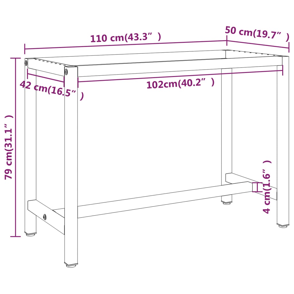 Rakstāmgalda rāmis, melns un sarkans, 110x50x79cm, metāls