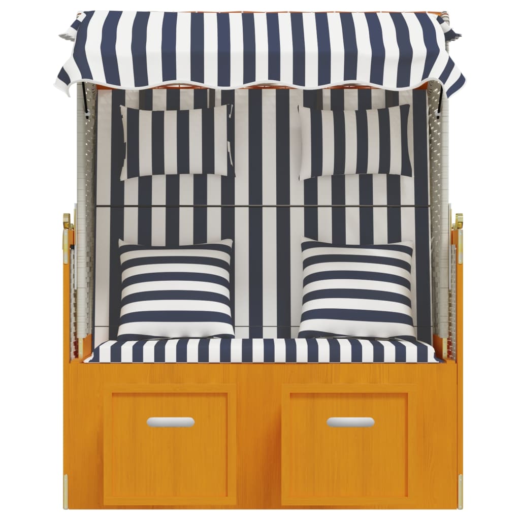 Beach chair, white/blue, poly rattan/wood
