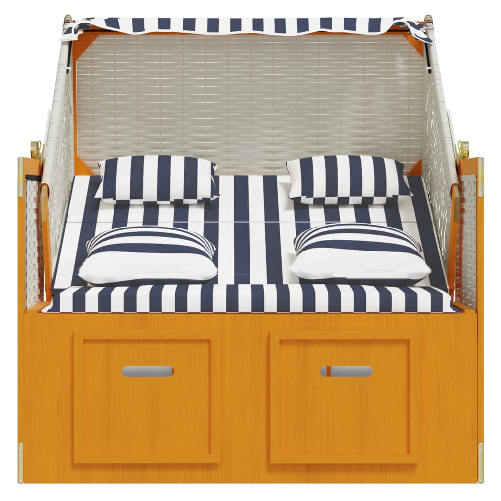 Beach chair, white/blue, poly rattan/wood