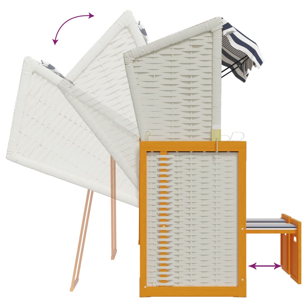 Beach chair, white/blue, poly rattan/wood