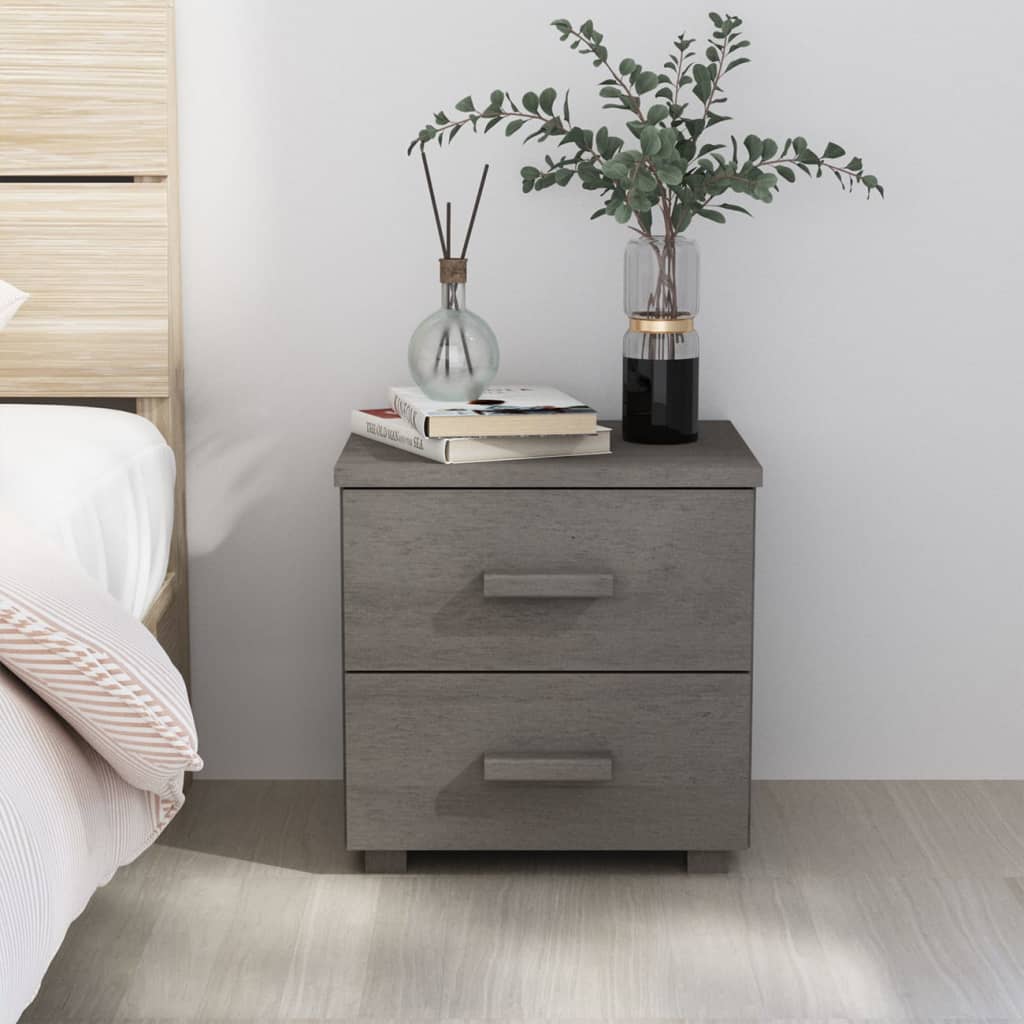 Bedside table HAMAR, light grey, 40x35x44.5cm, pine