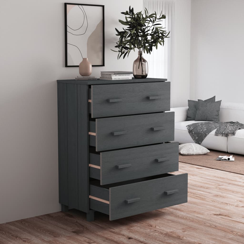 Šoninė spintelė HAMAR, tamsiai pilka, 79x40x103,5cm, pušis