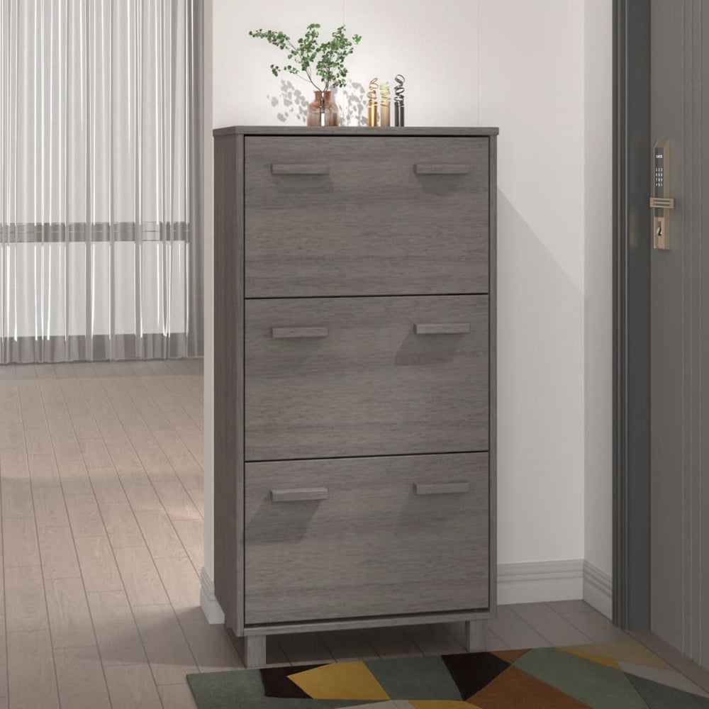 Shoe cabinet HAMAR, light grey, 59.5x35x117cm, pine