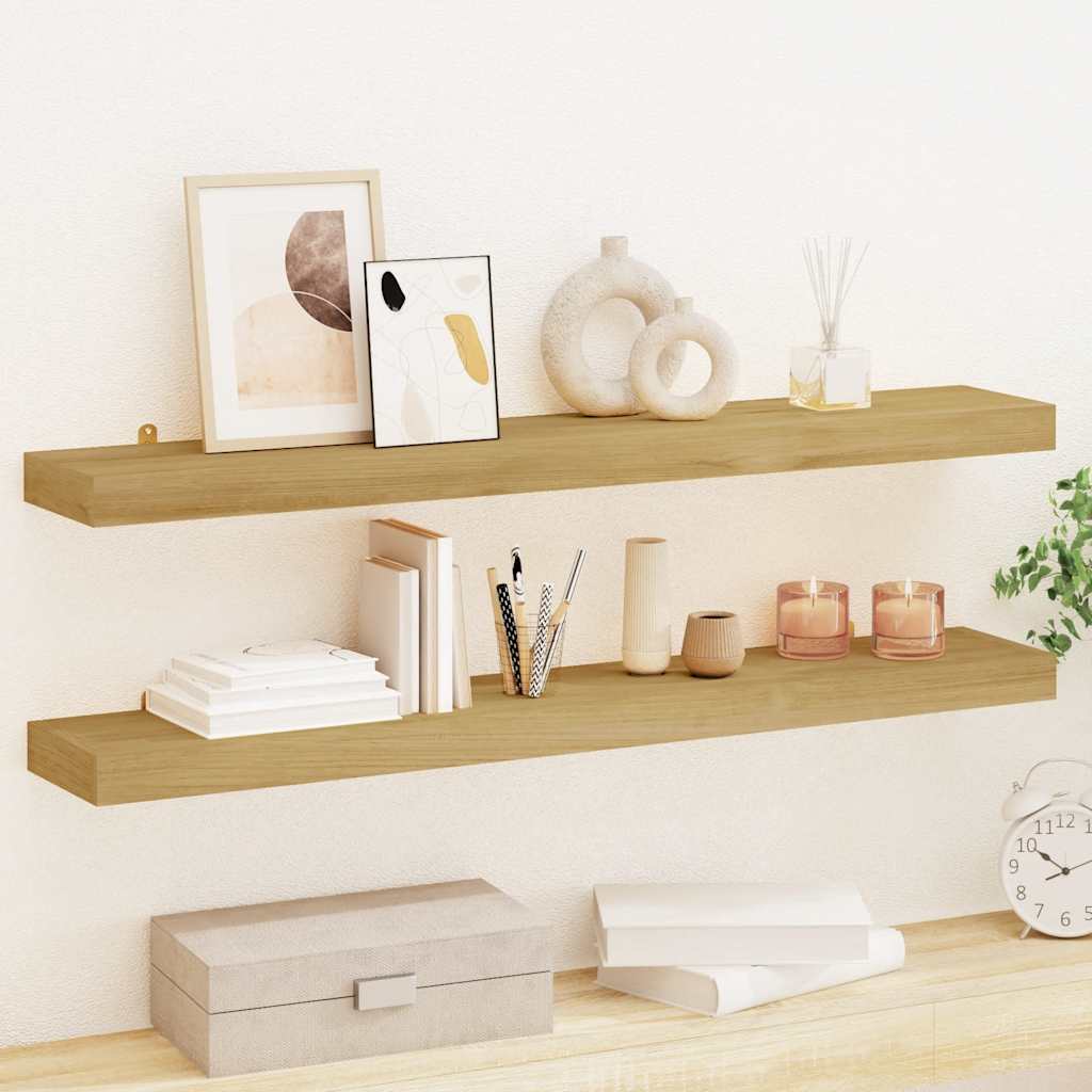 Wall shelves, 2 pcs., 90x15x4cm, solid teak