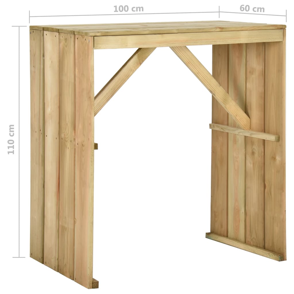 Bar table, 100x60x110cm, impregnated pine wood