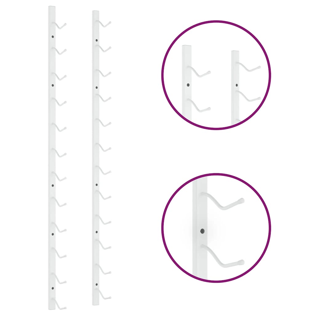 Prie sienos montuojamas vyno laikiklis, baltas, geležis
