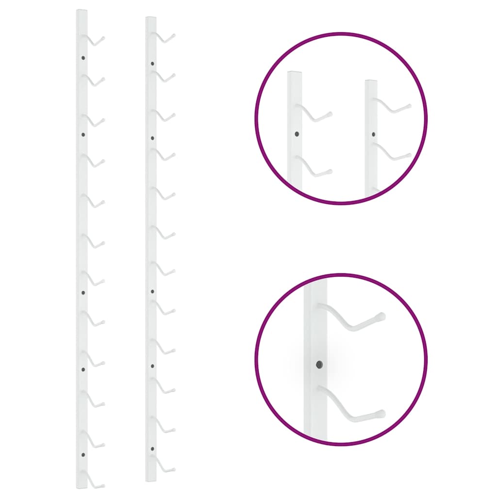 Prie sienos montuojami vyno laikikliai, 2vnt., balti, geležis