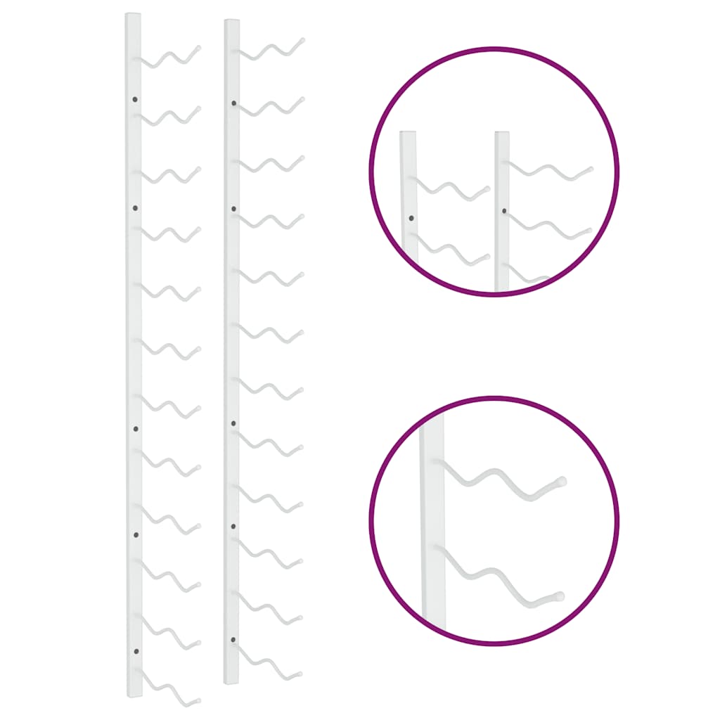 Prie sienos montuojami vyno laikikliai, 2vnt., balti, geležis