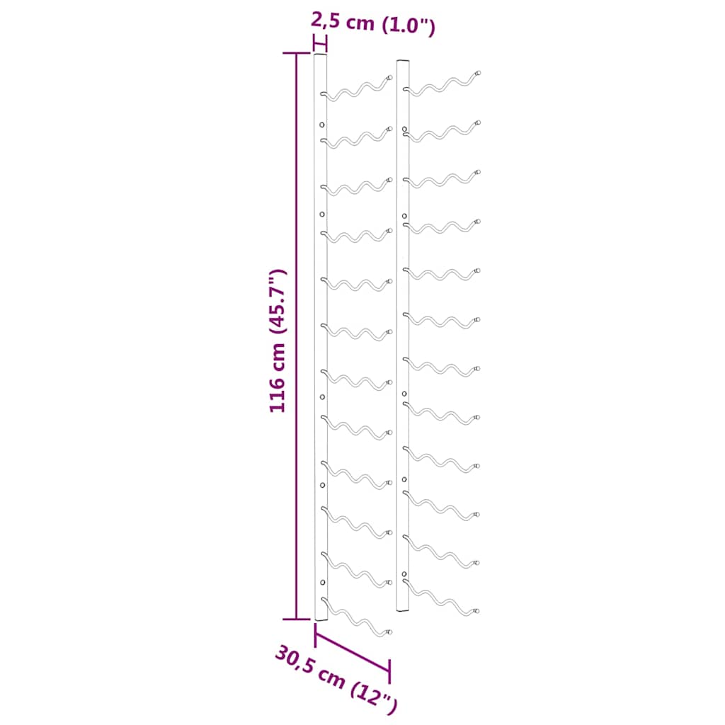 Prie sienos montuojami vyno laikikliai, 2vnt., aukso, geležis