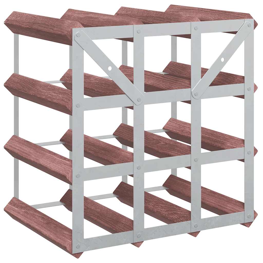 Vyno laikiklis 12 butelių, rudas, pušies medienos masyvas