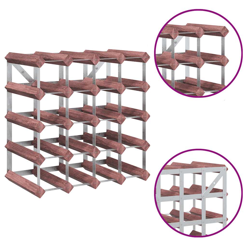 Vyno laikiklis 20 butelių, rudas, pušies medienos masyvas