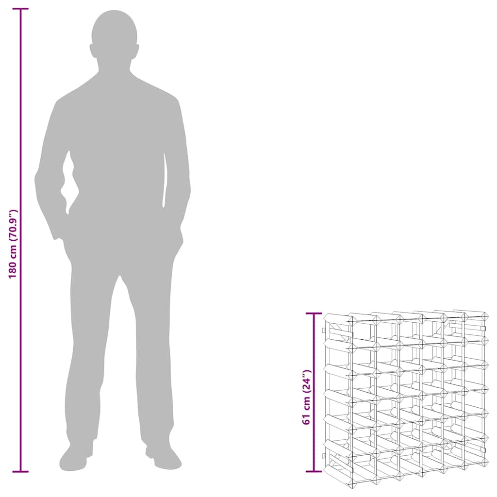 Vyno laikiklis 42 buteliams, rudas, pušies medienos masyvas