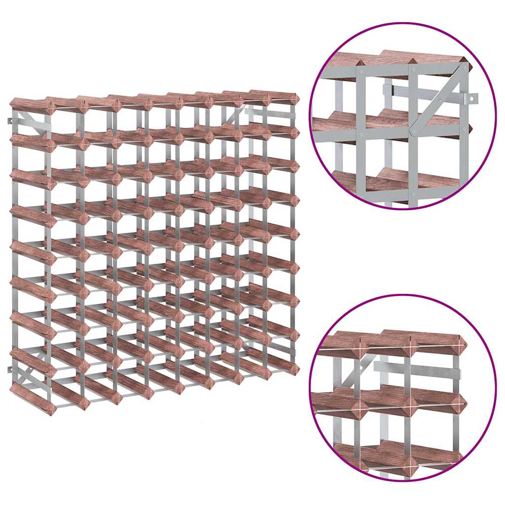 Vyno laikiklis 72 buteliams, rudas, pušies medienos masyvas